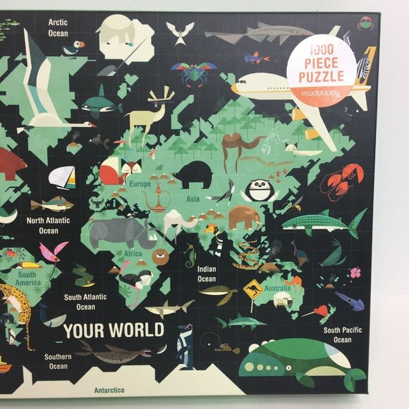 Mudpuppy Puzzle Your World Map 1000 Piece Paul Daviz 27" X 20" Jigsaw Puzzles - Picture 4 of 12